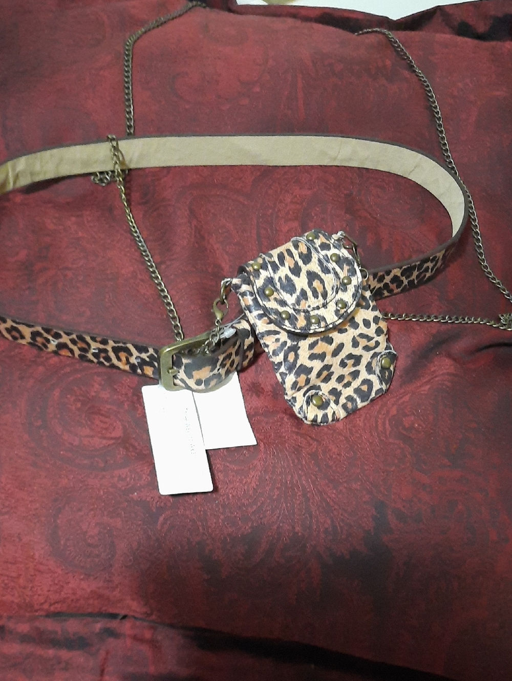 NWT S/M Leopard Print 3 Ways To Wear Belt Chain Crossbody Bag